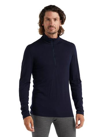 Midnight Navy Icebreaker Merino 200 Oasis Long Sleeve Half Zip Thermal Top Men's Base Layers | AU 1359OKIR